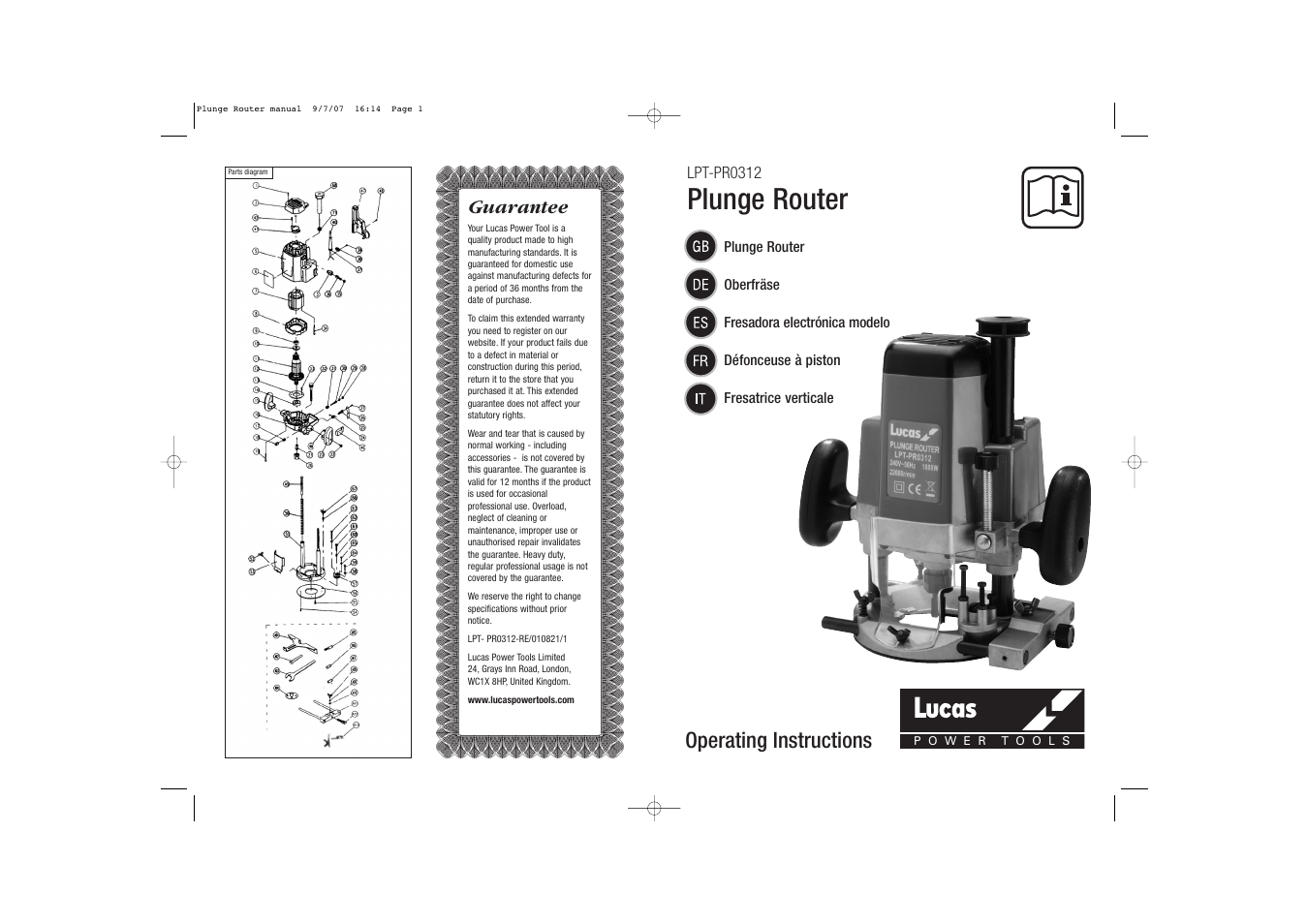 Lucas Industries LPT-PR0312 User Manual | 4 pages