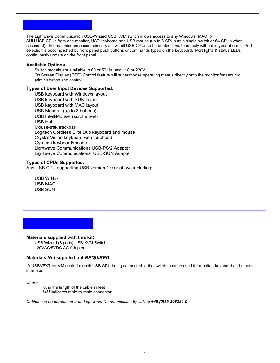 Introduction materials | Lightwave Communications USB-Wizard User Manual | Page 5 / 26