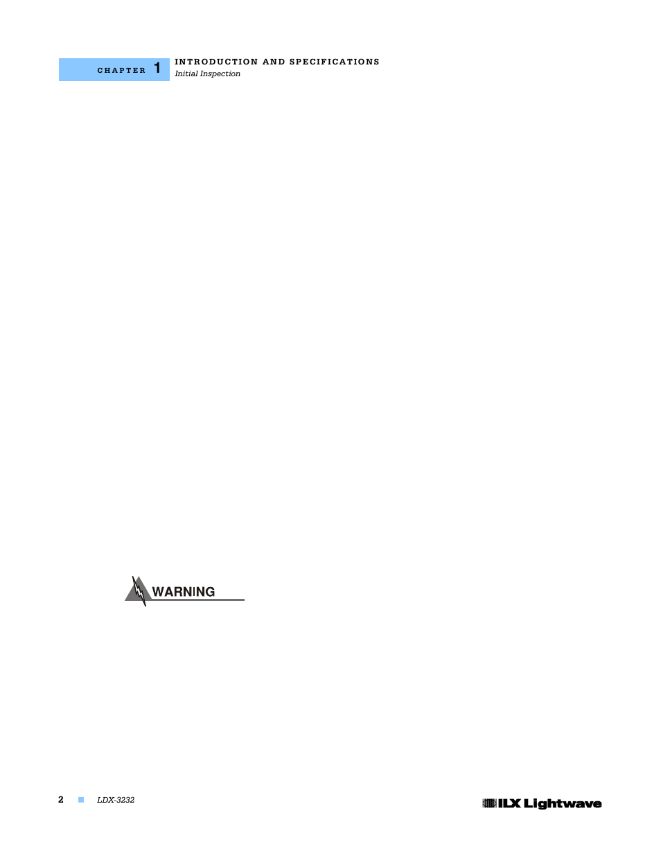 Initial inspection | Lightwave Communications LDX-3232 User Manual | Page 18 / 118
