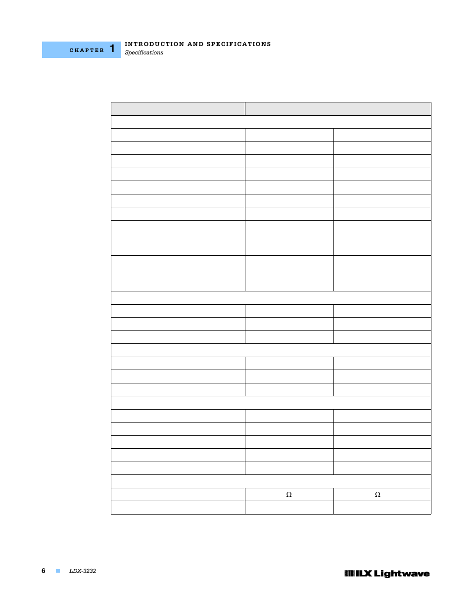 Specifications | Lightwave Communications LDX-3232 User Manual | Page 22 / 118