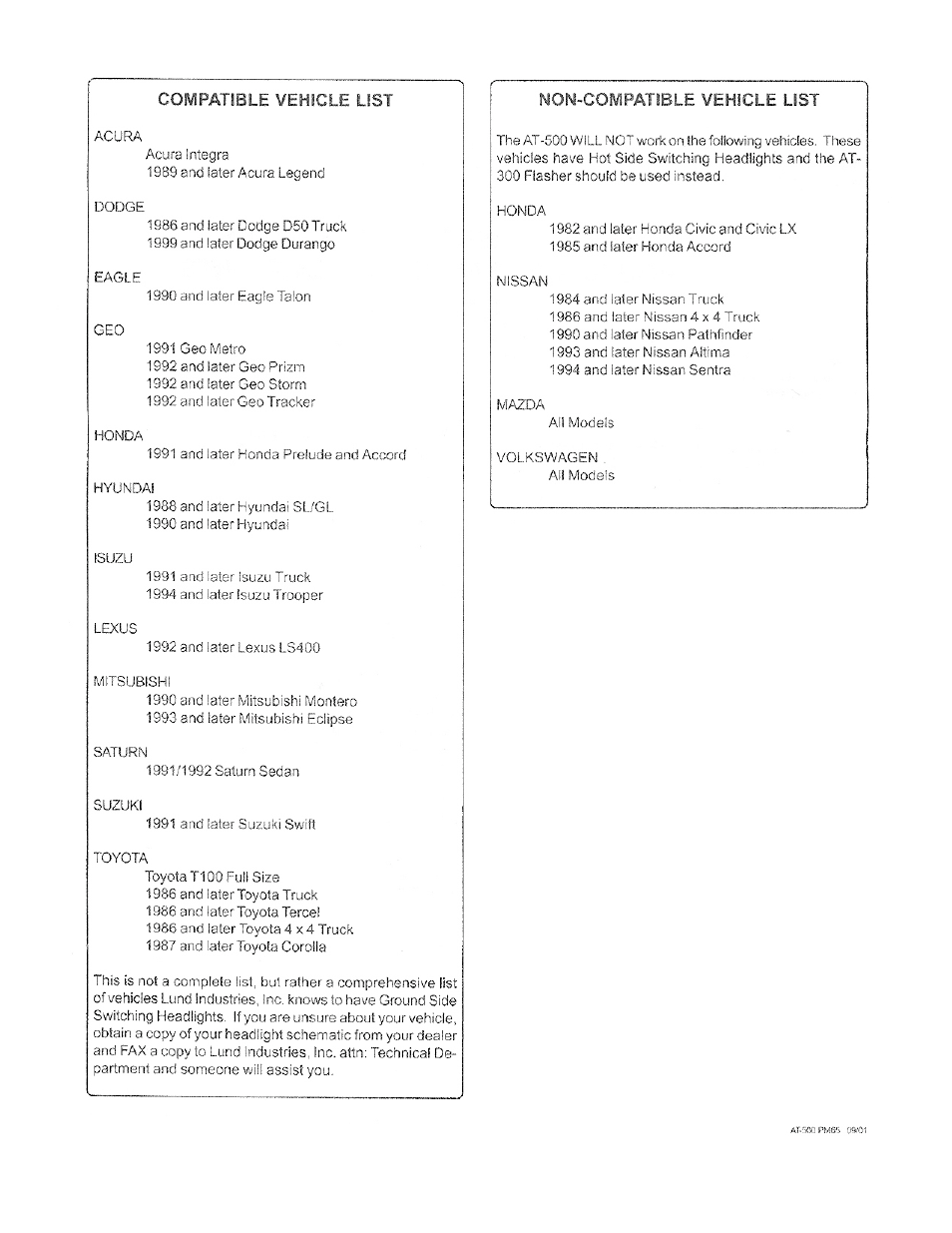 Lund Industries Headlight Flasher AT-500 User Manual | Page 2 / 2