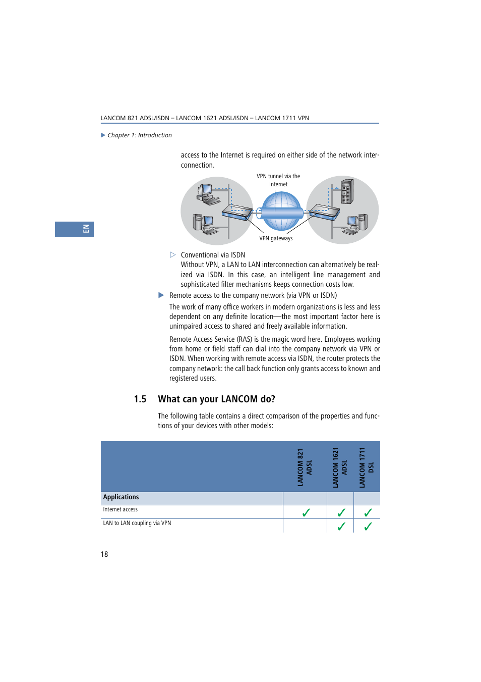 5 what can your lancom do, What can your lancom do | Lancom Systems 821 User Manual | Page 18 / 82
