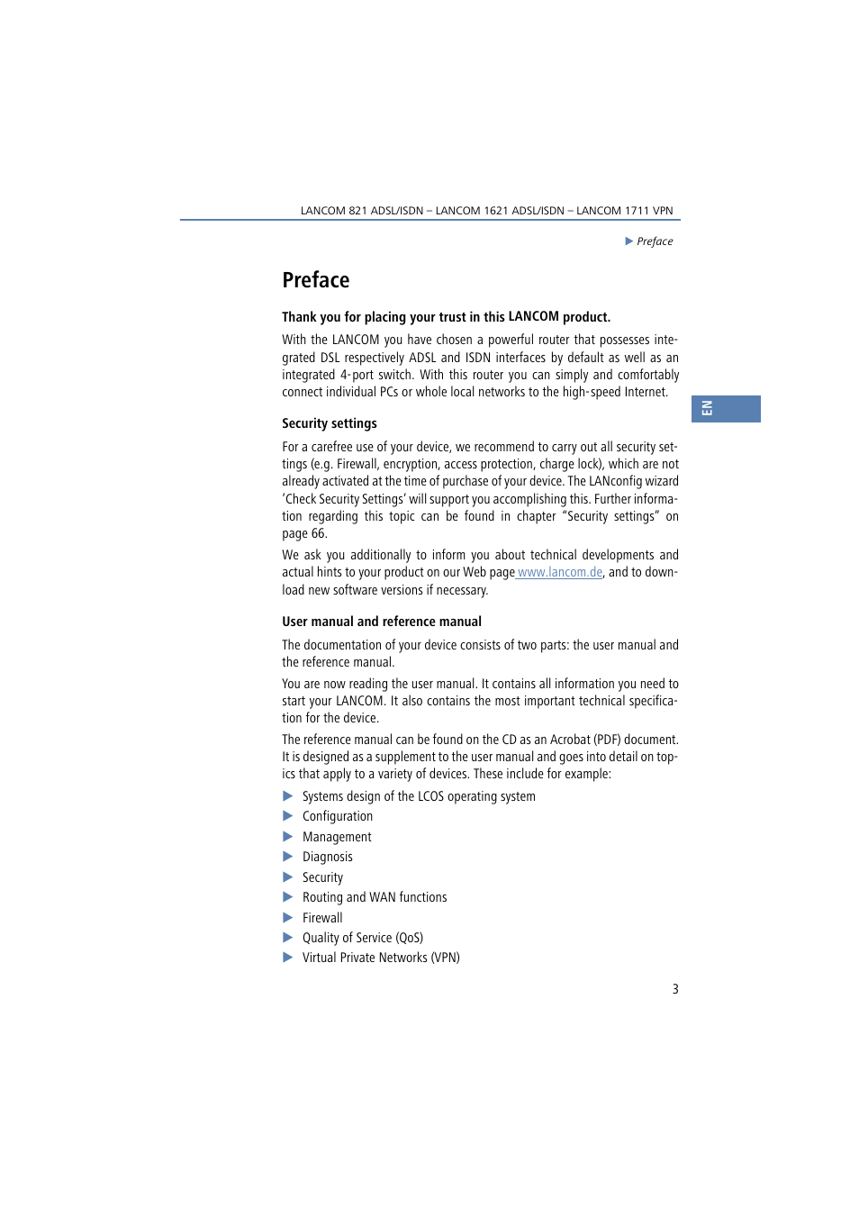 Preface | Lancom Systems 821 User Manual | Page 3 / 82