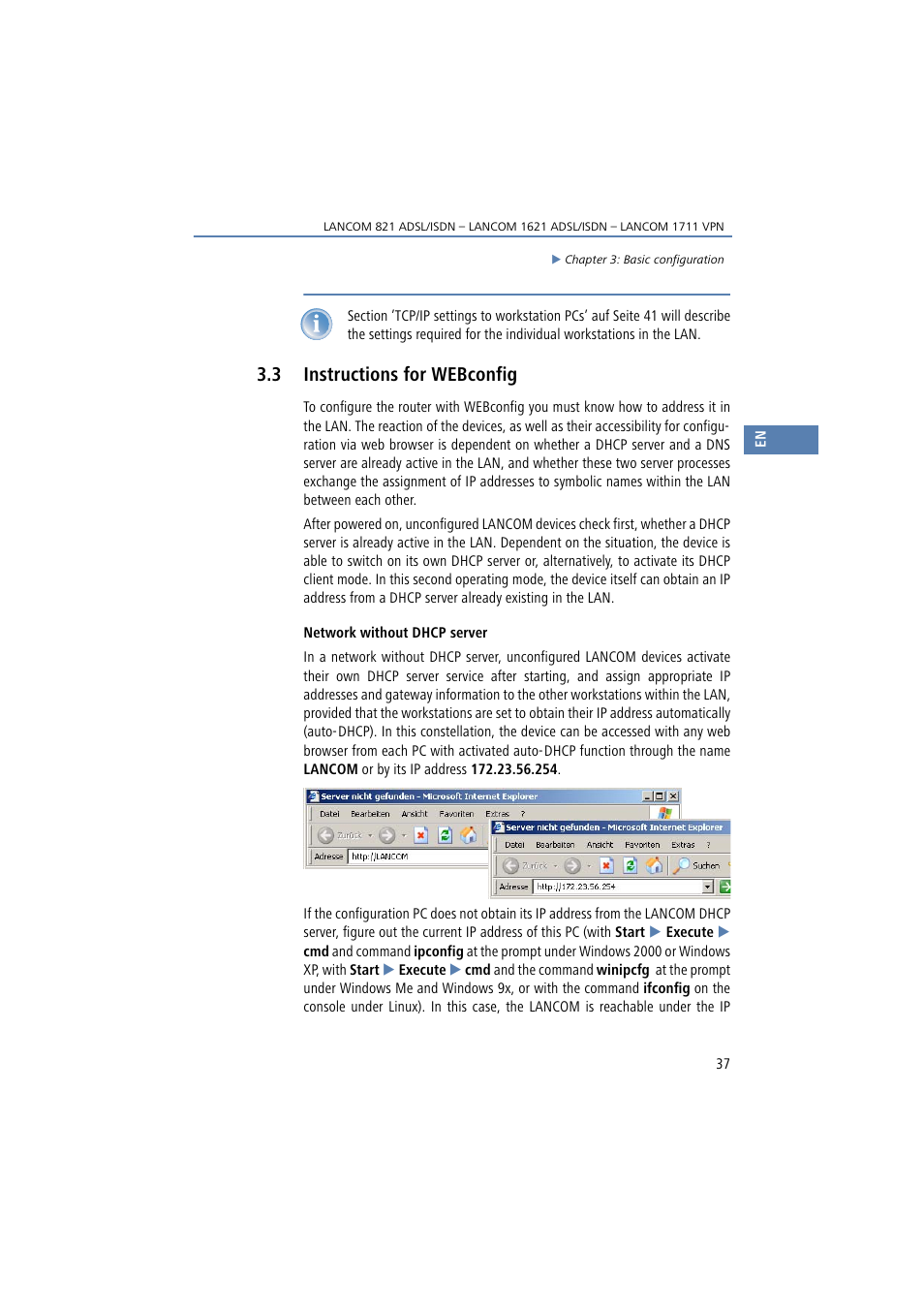 3 instructions for webconfig, Instructions for webconfig | Lancom Systems 821 User Manual | Page 37 / 82