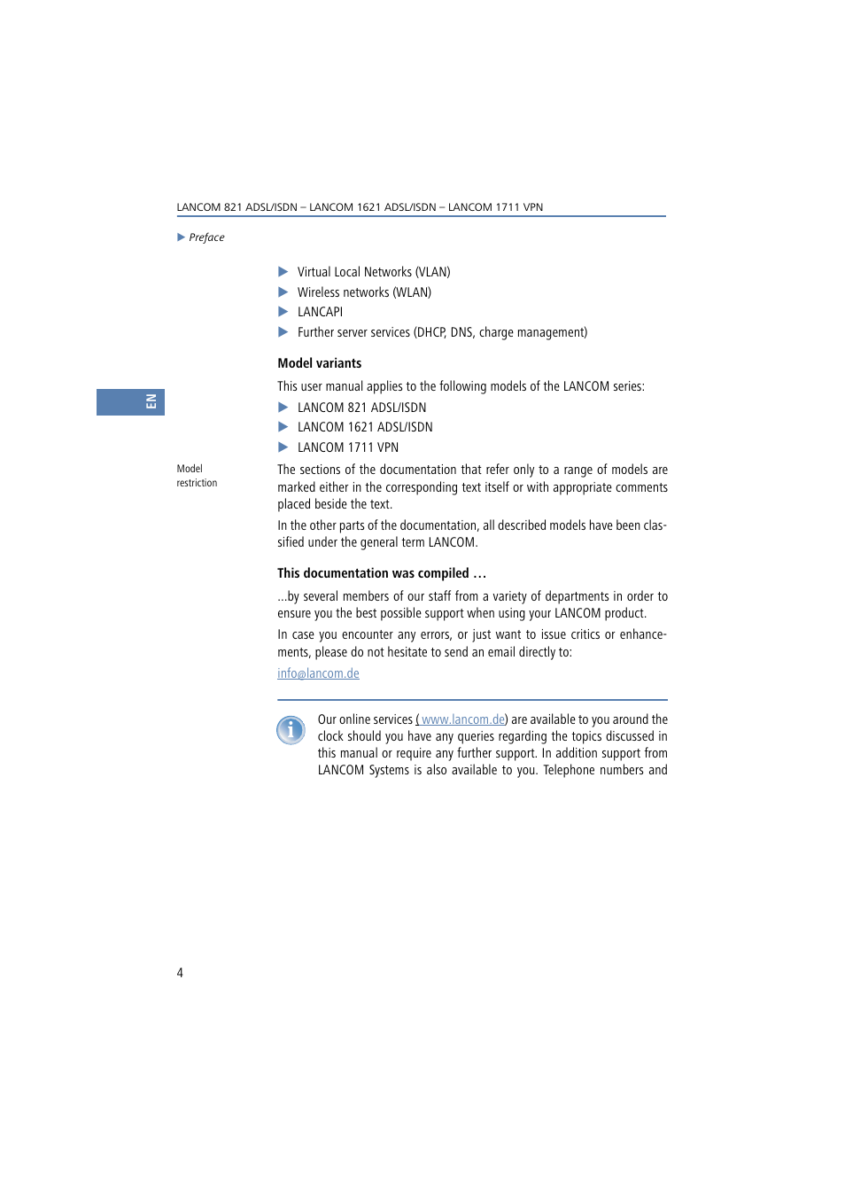 Lancom Systems 821 User Manual | Page 4 / 82