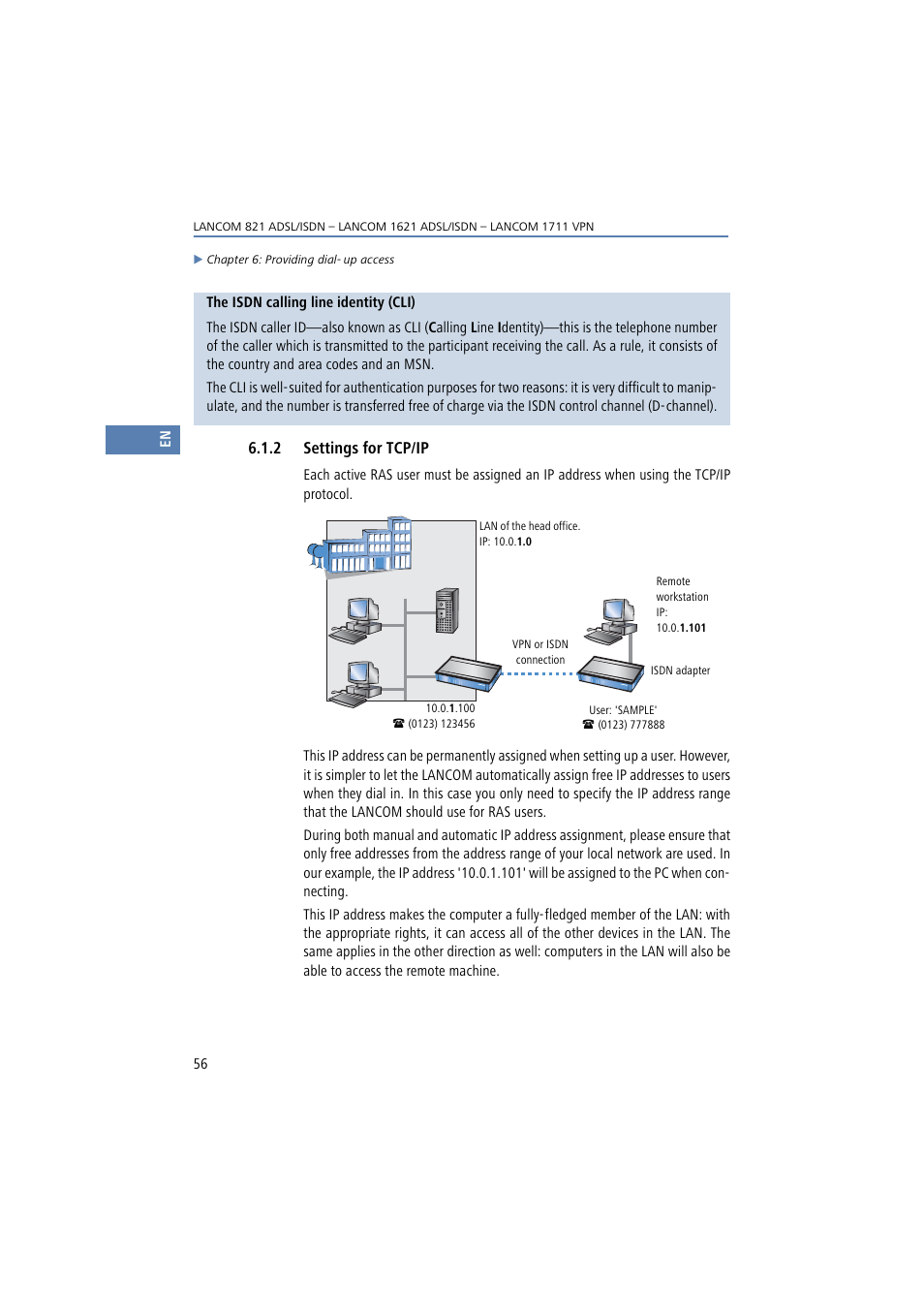 2 settings for tcp/ip | Lancom Systems 821 User Manual | Page 56 / 82