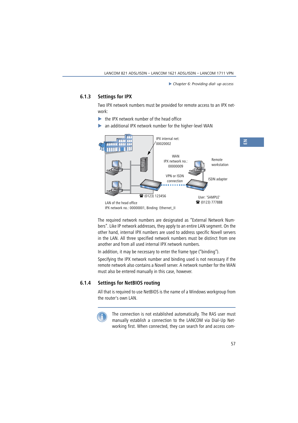 3 settings for ipx, 4 settings for netbios routing | Lancom Systems 821 User Manual | Page 57 / 82