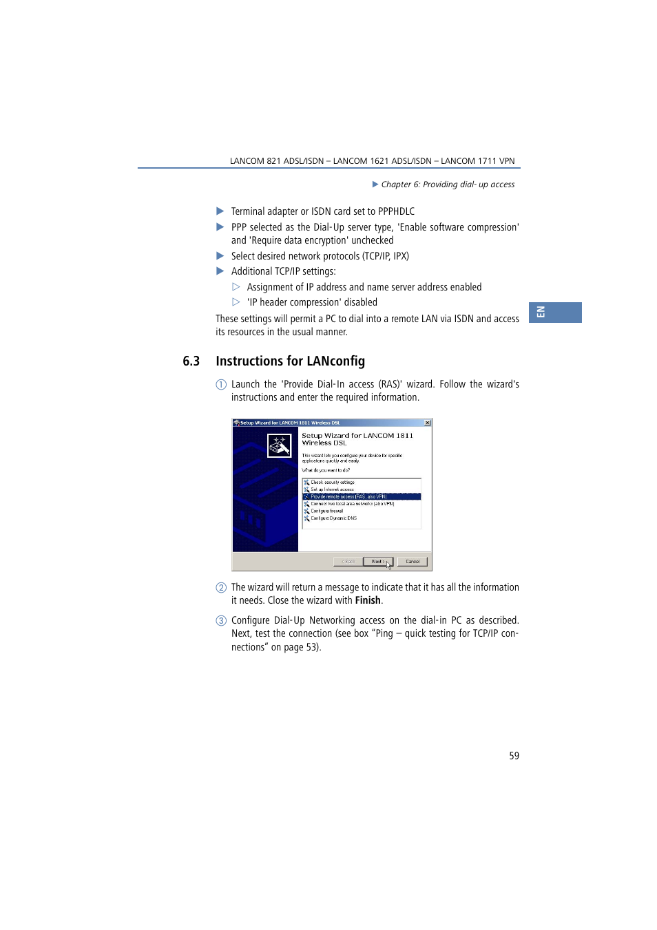 3 instructions for lanconfig, Instructions for lanconfig | Lancom Systems 821 User Manual | Page 59 / 82