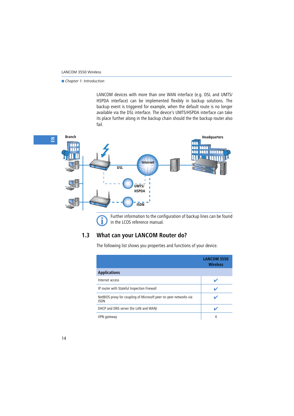 3 what can your lancom router do, 2 the advantages of the umts/hspda solution | Lancom Systems 3550 User Manual | Page 14 / 81