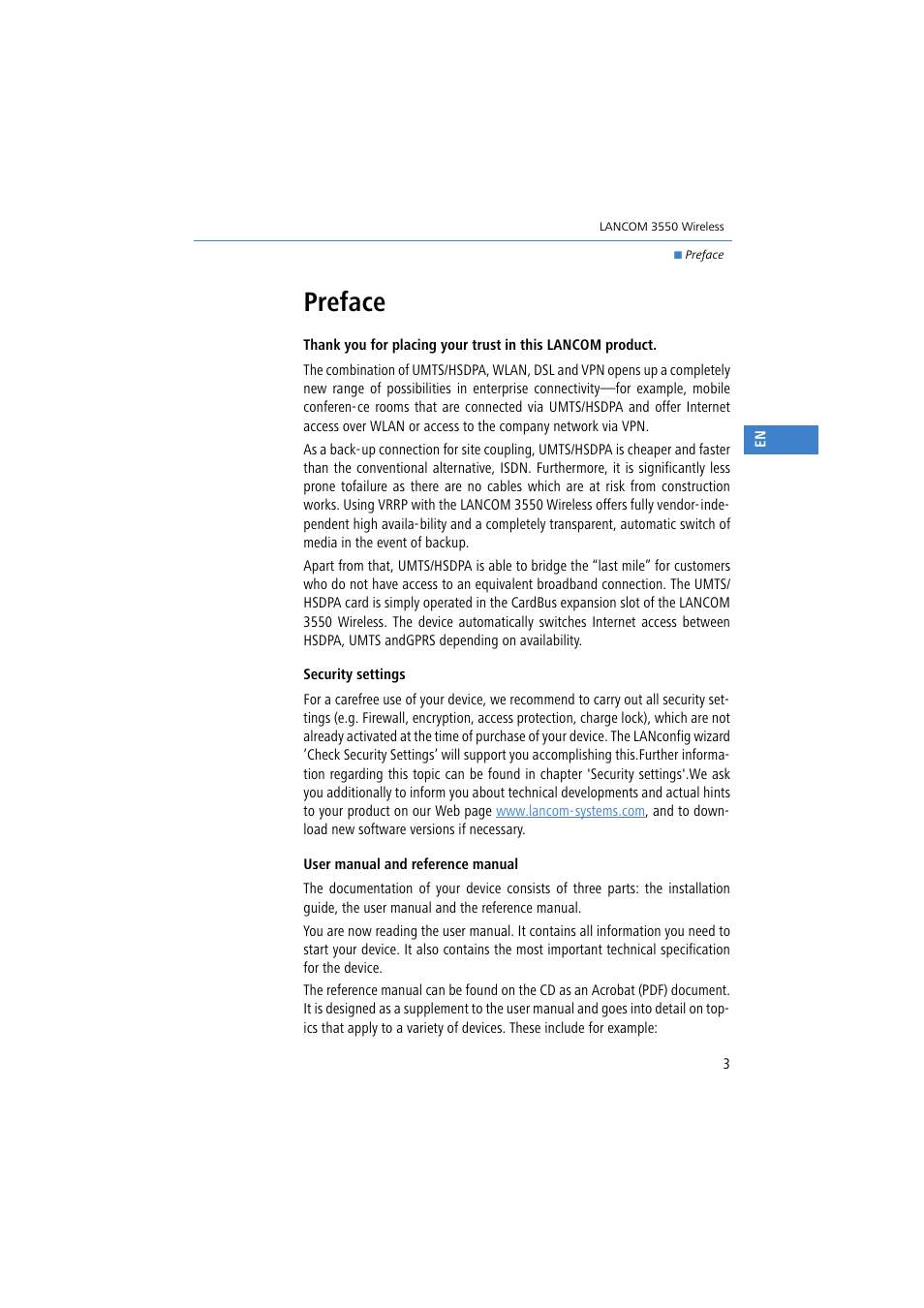Preface | Lancom Systems 3550 User Manual | Page 3 / 81