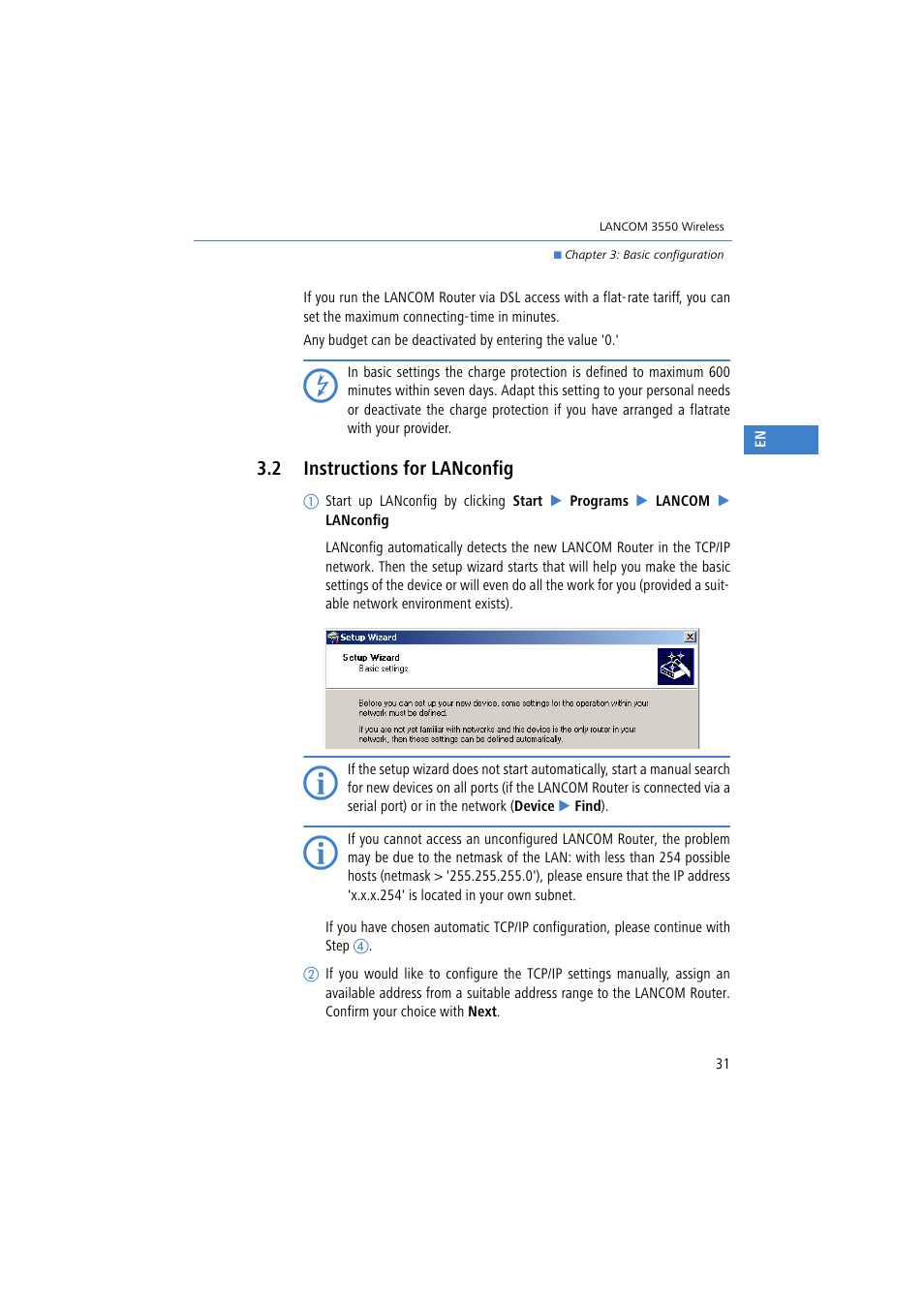 2 instructions for lanconfig | Lancom Systems 3550 User Manual | Page 31 / 81