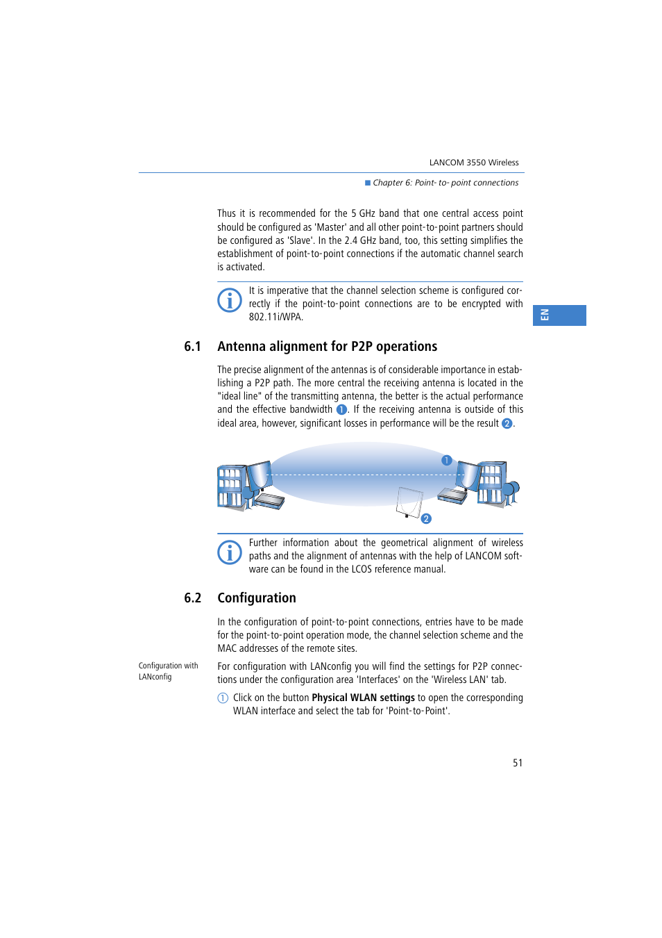 1 antenna alignment for p2p operations, 2 configuration | Lancom Systems 3550 User Manual | Page 51 / 81
