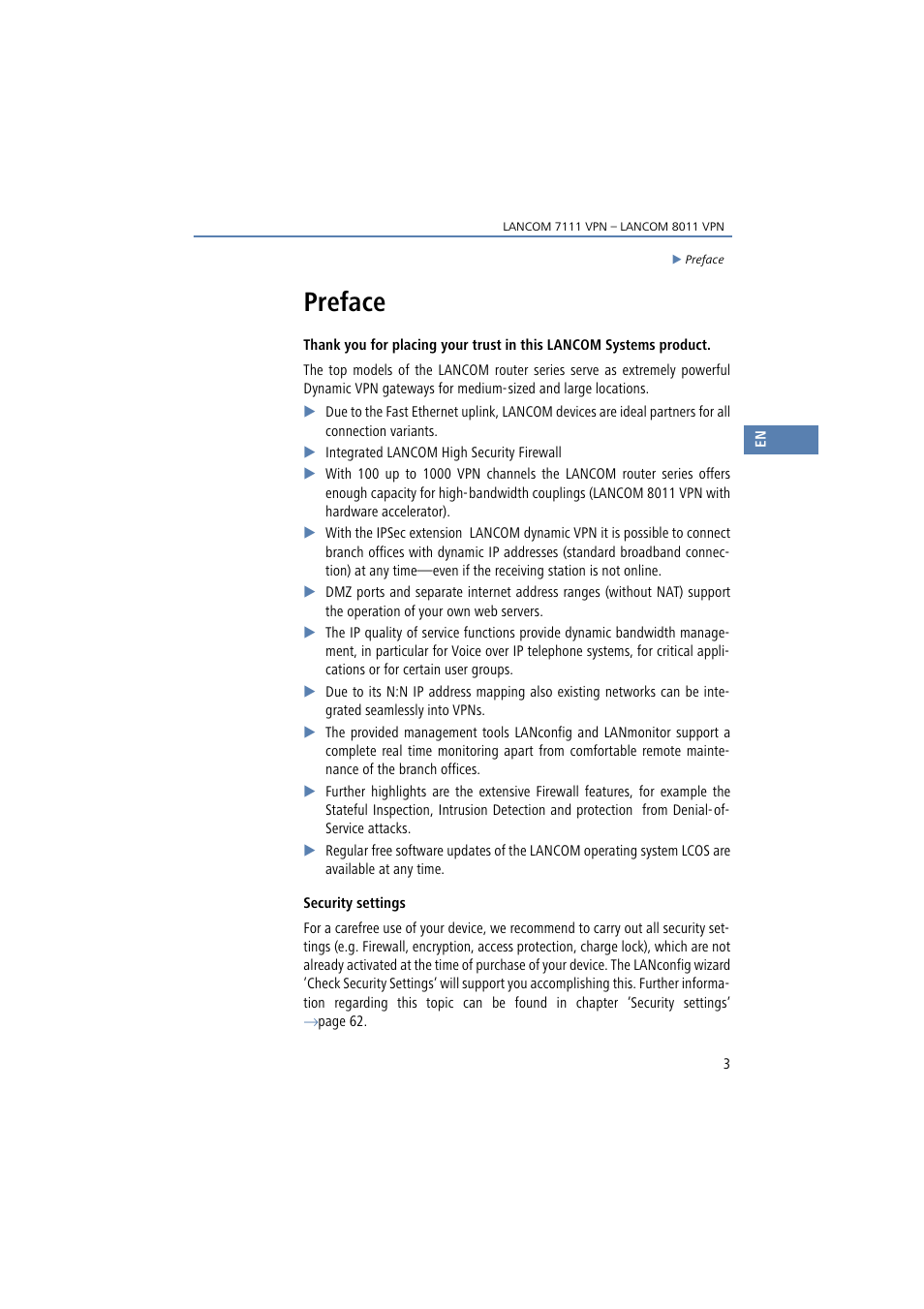 Preface | Lancom Systems 7111 VPN User Manual | Page 3 / 77