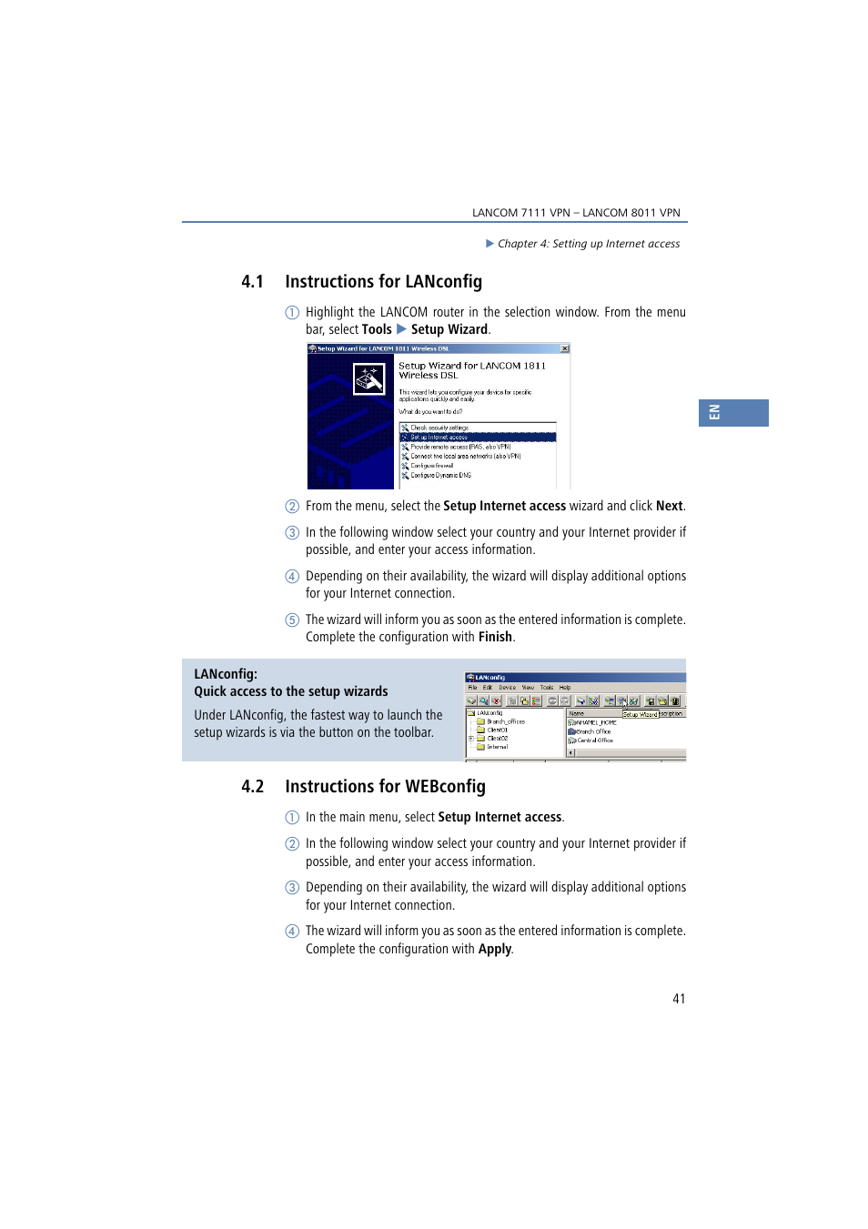 1 instructions for lanconfig, 2 instructions for webconfig | Lancom Systems 7111 VPN User Manual | Page 41 / 77