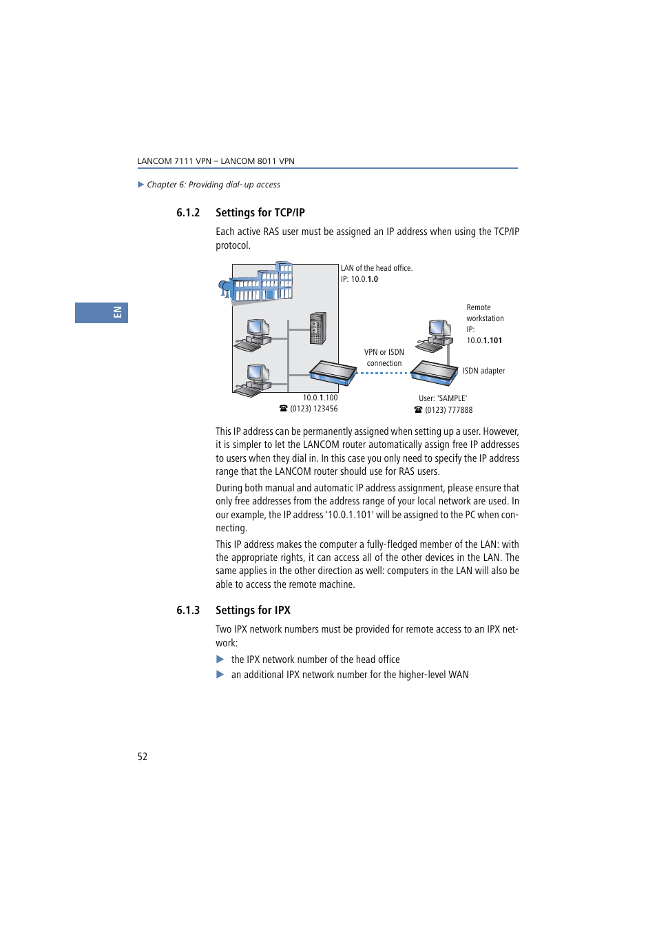 2 settings for tcp/ip, 3 settings for ipx | Lancom Systems 7111 VPN User Manual | Page 52 / 77