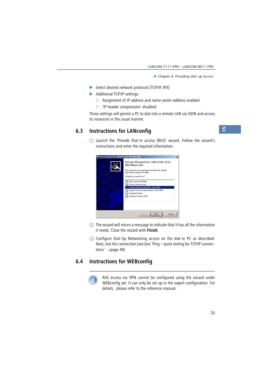 3 instructions for lanconfig, 4 instructions for webconfig | Lancom Systems 7111 VPN User Manual | Page 55 / 77
