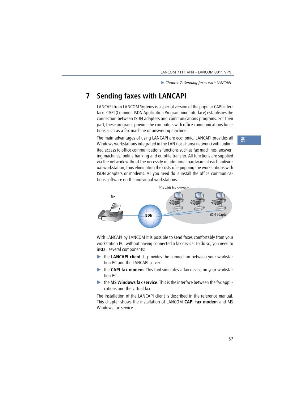 7 sending faxes with lancapi | Lancom Systems 7111 VPN User Manual | Page 57 / 77