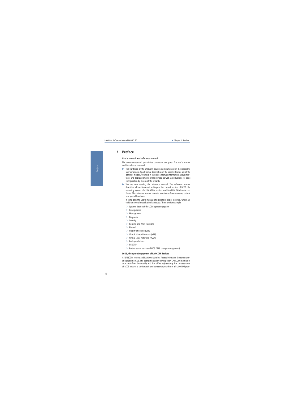 1 preface | Lancom Systems LCOS 3.50 User Manual | Page 10 / 346