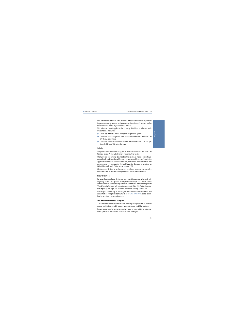 Lancom Systems LCOS 3.50 User Manual | Page 11 / 346