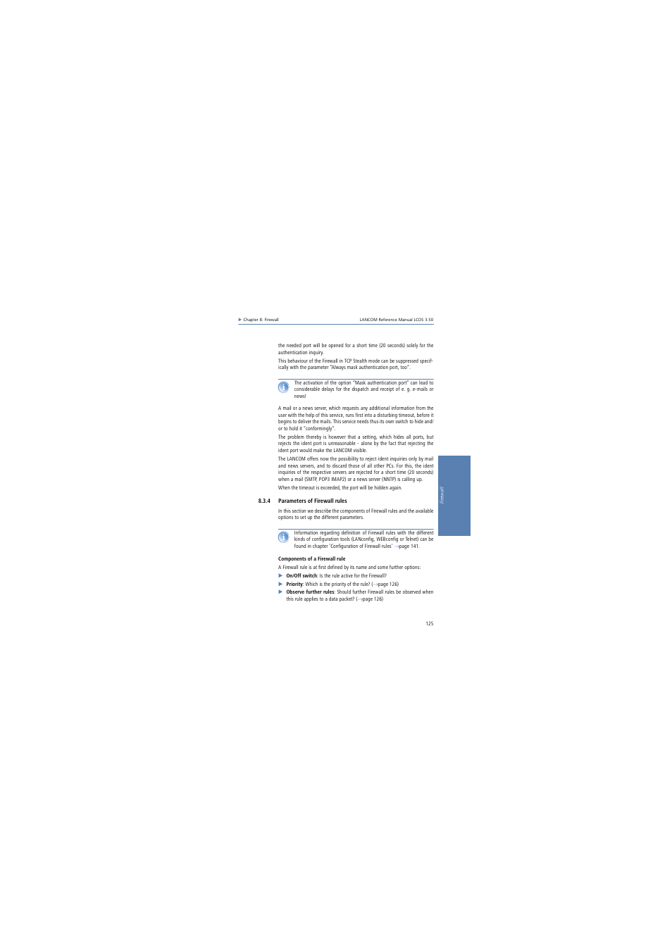 4 parameters of firewall rules, Parameters of firewall rules | Lancom Systems LCOS 3.50 User Manual | Page 125 / 346