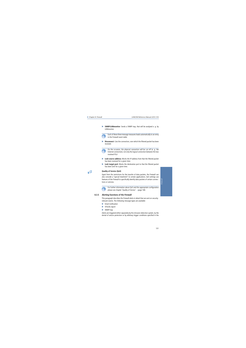 5 alerting functions of the firewall | Lancom Systems LCOS 3.50 User Manual | Page 131 / 346
