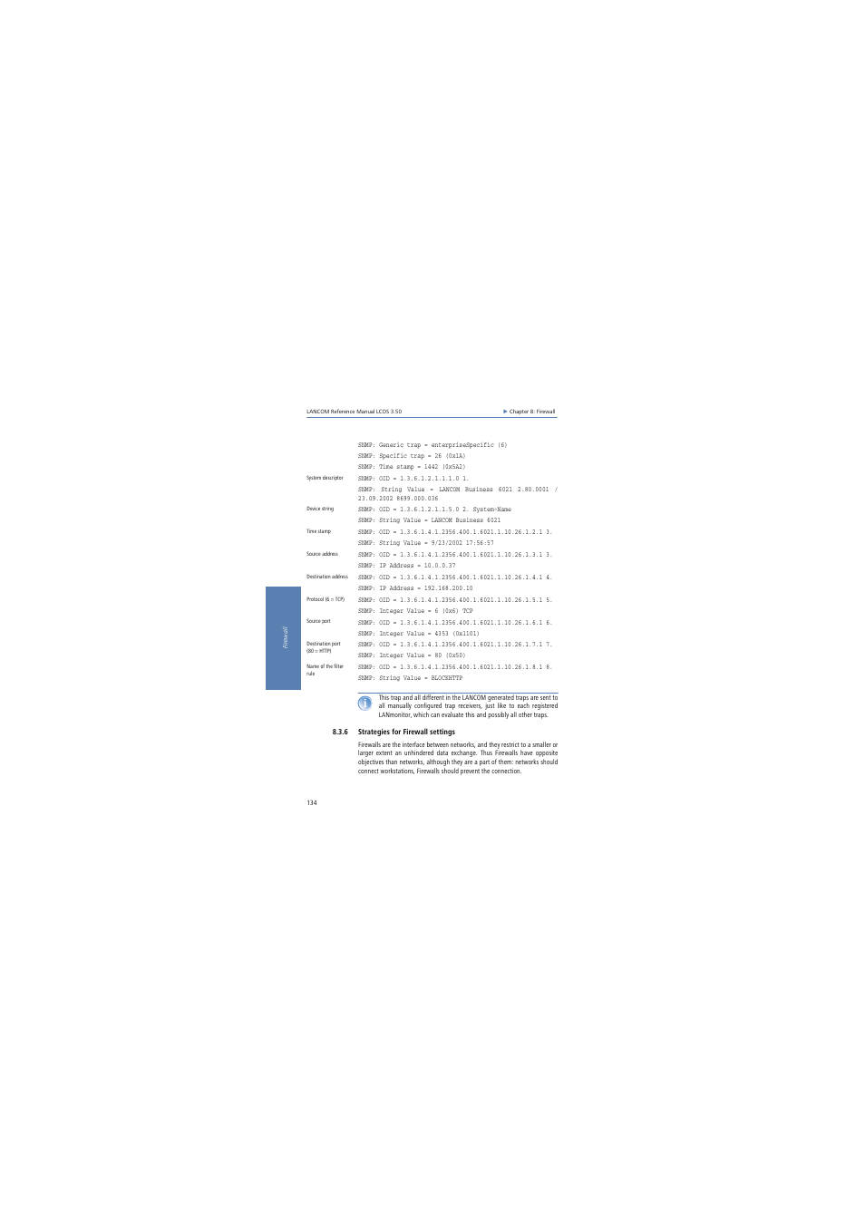 6 strategies for firewall settings | Lancom Systems LCOS 3.50 User Manual | Page 134 / 346