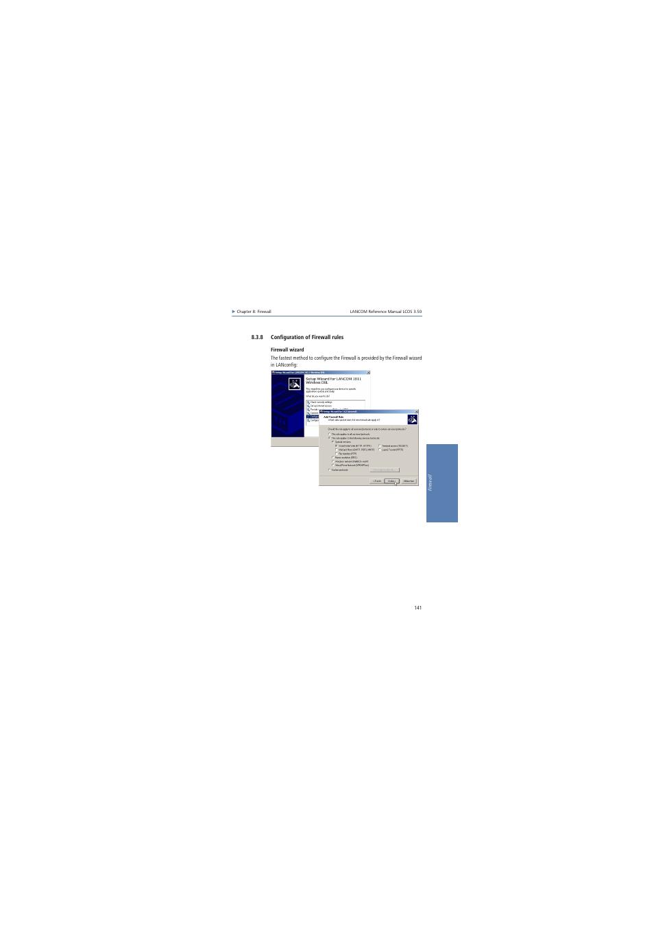 8 configuration of firewall rules | Lancom Systems LCOS 3.50 User Manual | Page 141 / 346