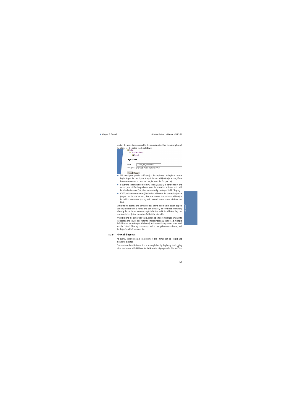 9 firewall diagnosis | Lancom Systems LCOS 3.50 User Manual | Page 151 / 346
