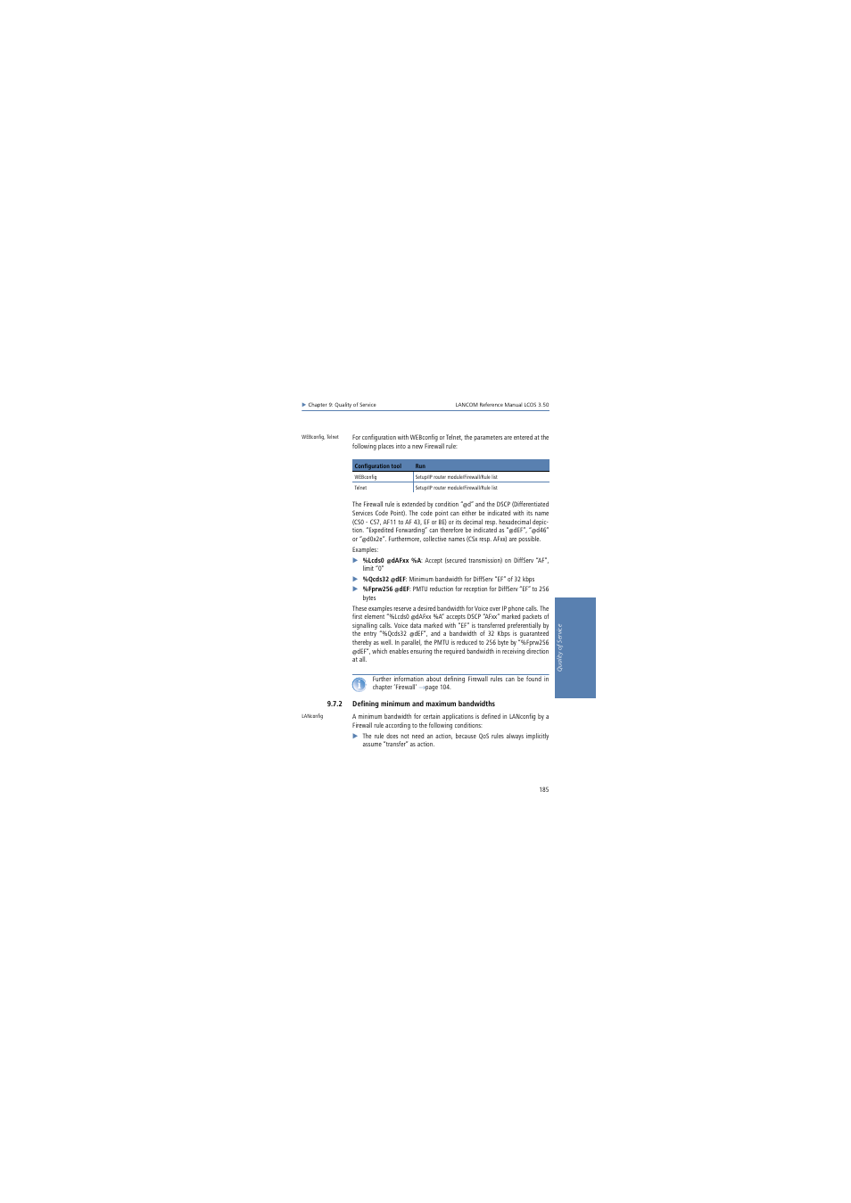 2 defining minimum and maximum bandwidths | Lancom Systems LCOS 3.50 User Manual | Page 185 / 346
