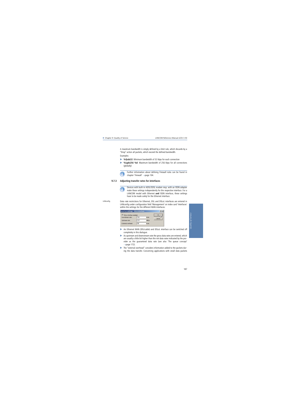 3 adjusting transfer rates for interfaces | Lancom Systems LCOS 3.50 User Manual | Page 187 / 346