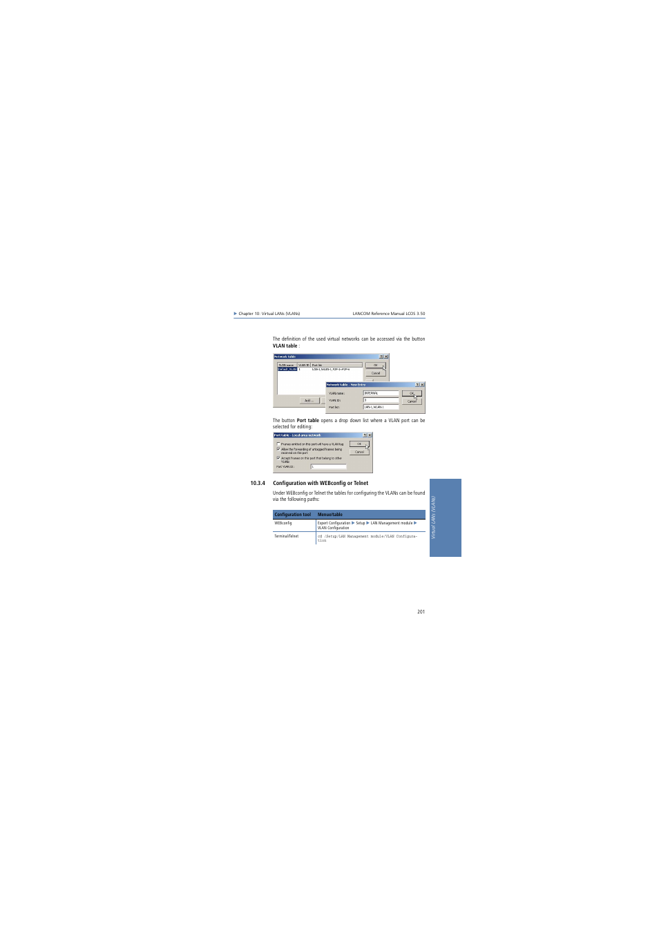 4 configuration with webconfig or telnet | Lancom Systems LCOS 3.50 User Manual | Page 201 / 346