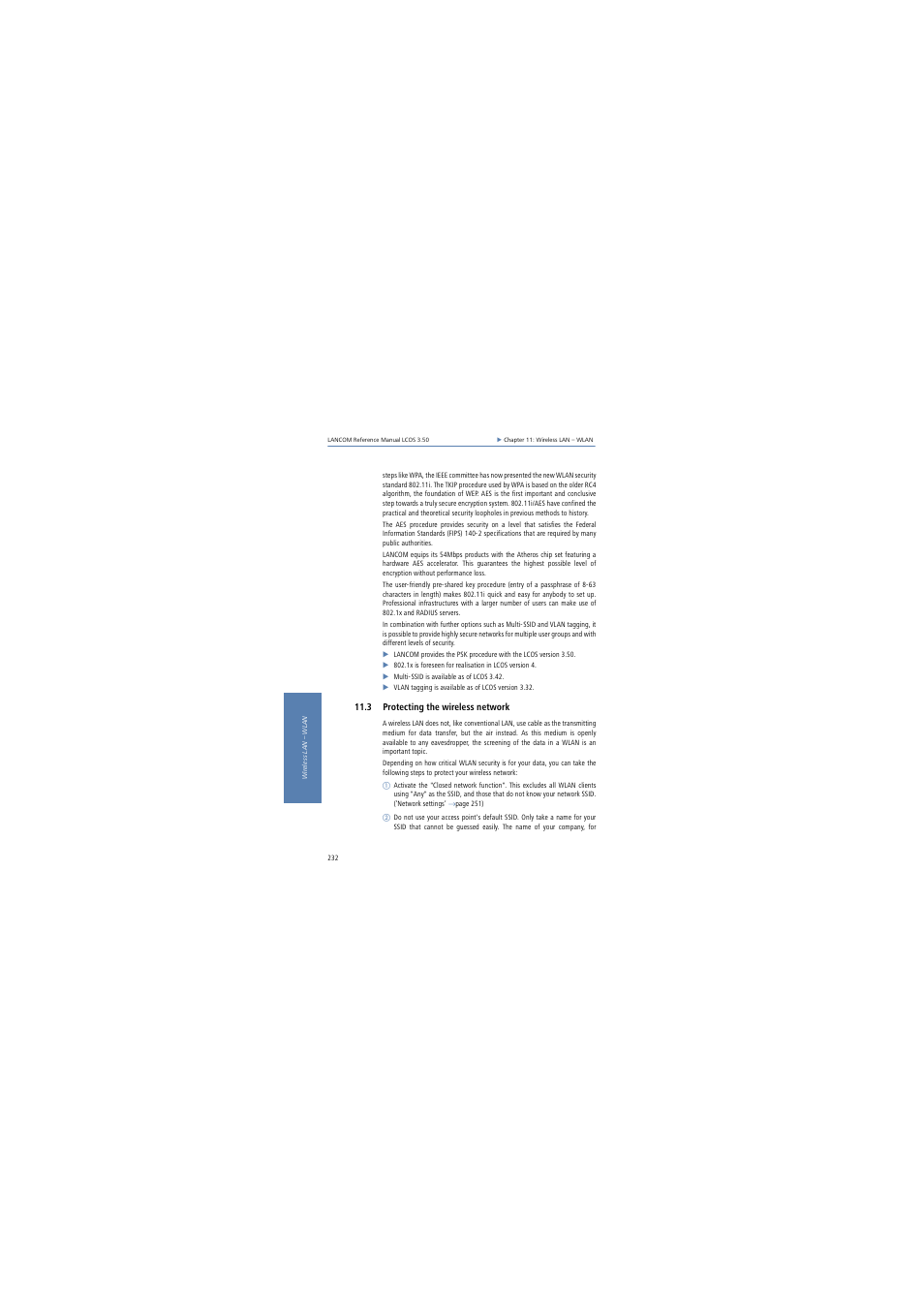 3 protecting the wireless network | Lancom Systems LCOS 3.50 User Manual | Page 232 / 346