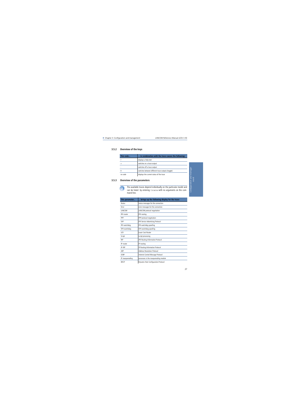 2 overview of the keys, 3 overview of the parameters | Lancom Systems LCOS 3.50 User Manual | Page 27 / 346