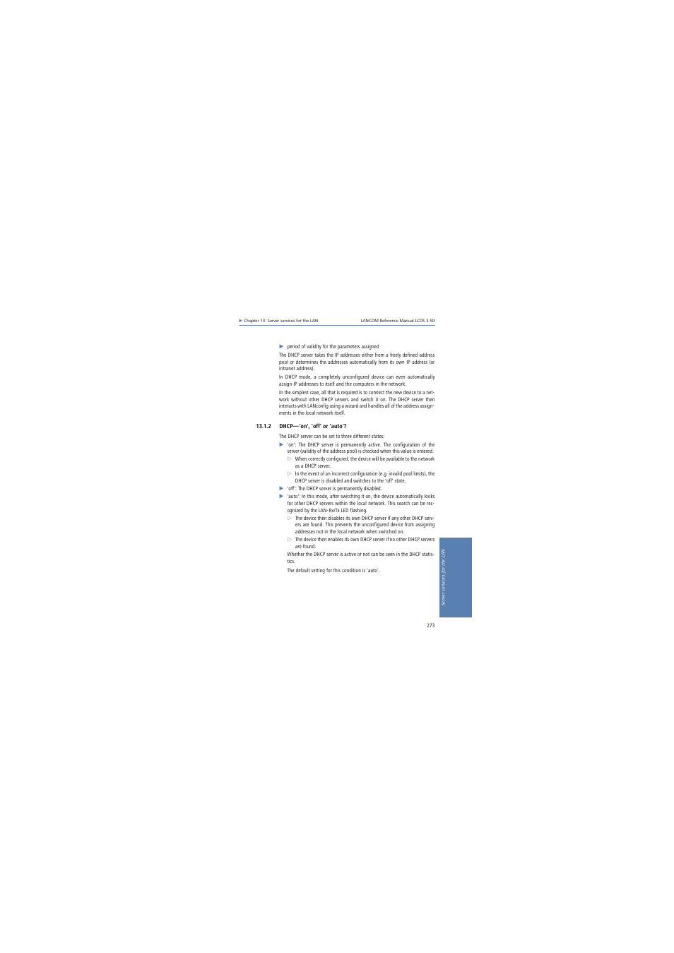 2 dhcp-'on', 'off' or 'auto, 2 dhcp—'on', 'off' or 'auto | Lancom Systems LCOS 3.50 User Manual | Page 273 / 346