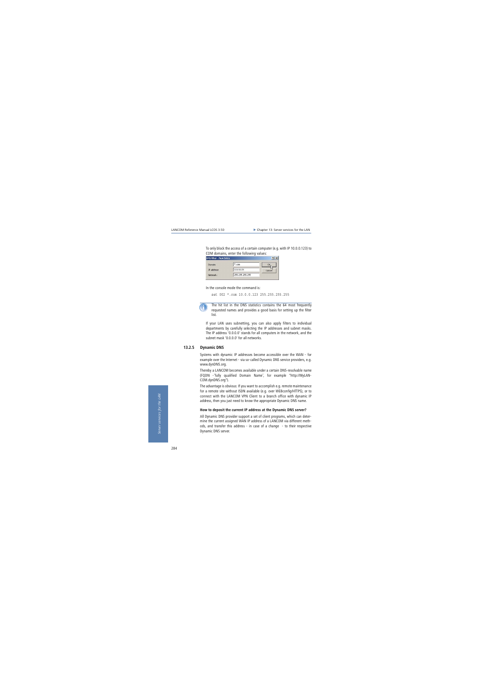5 dynamic dns | Lancom Systems LCOS 3.50 User Manual | Page 284 / 346