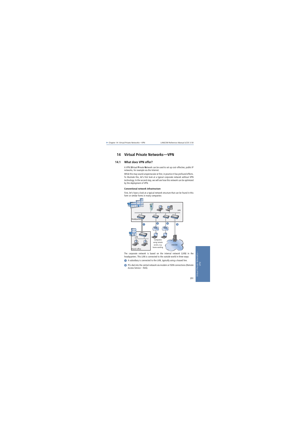 14 virtual private networks-vpn, 1 what does vpn offer, 14 virtual private networks—vpn | Lancom Systems LCOS 3.50 User Manual | Page 291 / 346