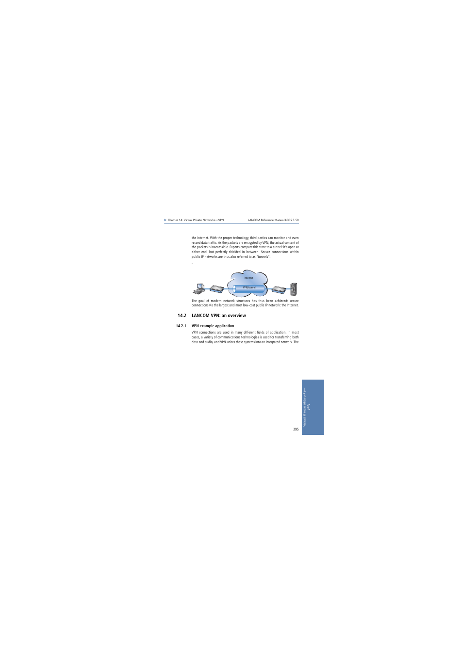 2 lancom vpn: an overview, 1 vpn example application | Lancom Systems LCOS 3.50 User Manual | Page 295 / 346
