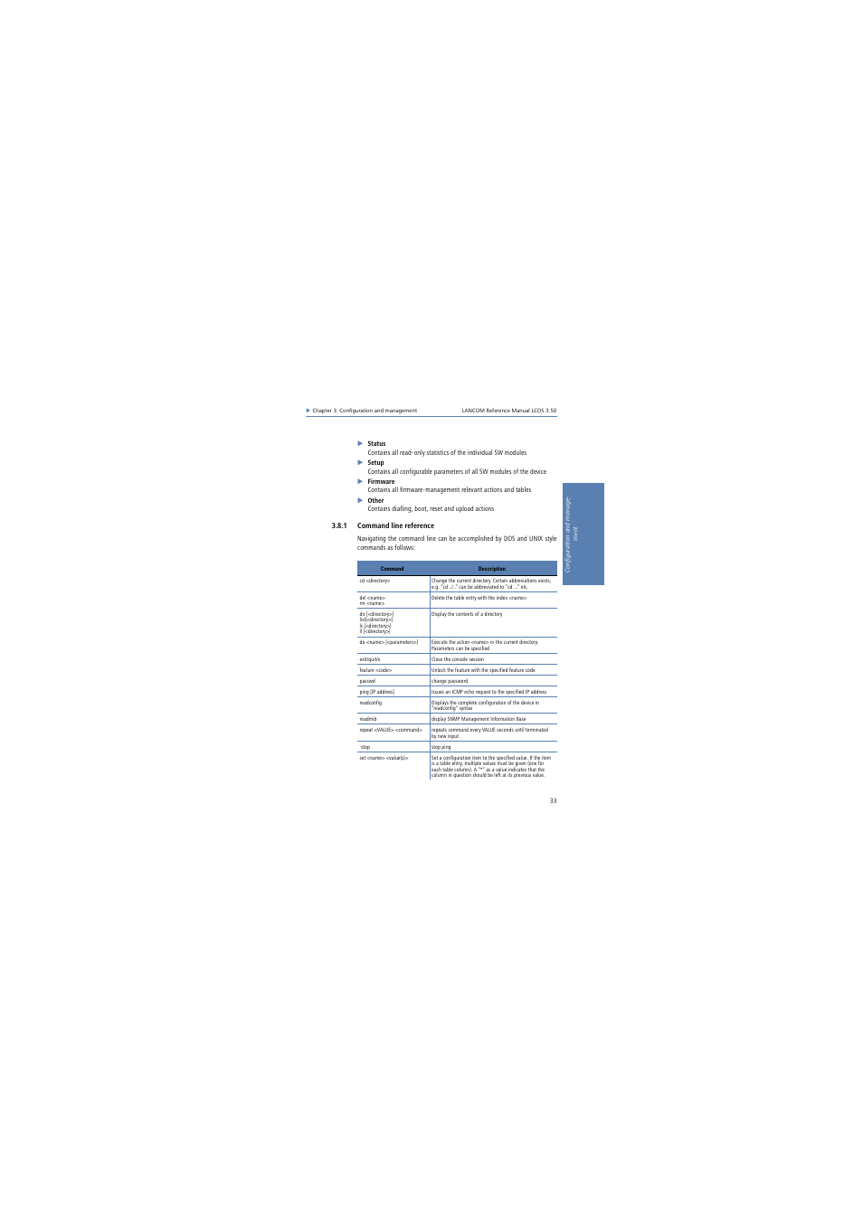 1 command line reference | Lancom Systems LCOS 3.50 User Manual | Page 33 / 346