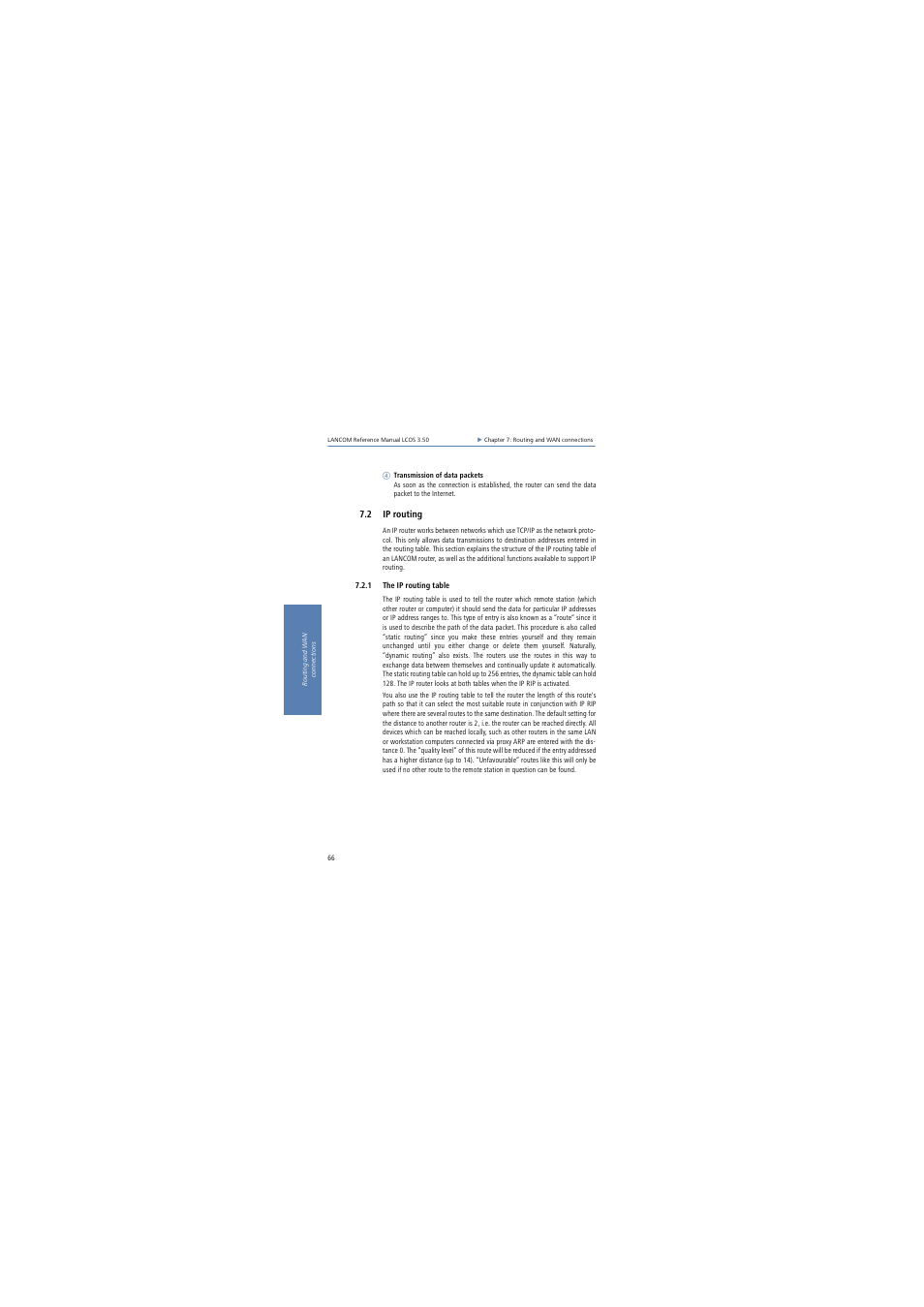 2 ip routing, 1 the ip routing table | Lancom Systems LCOS 3.50 User Manual | Page 66 / 346