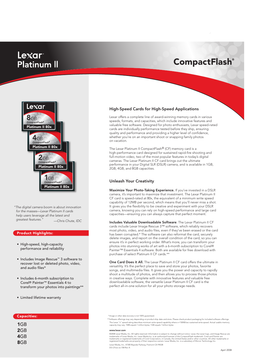 Lexar Media Platinum II User Manual | 1 page