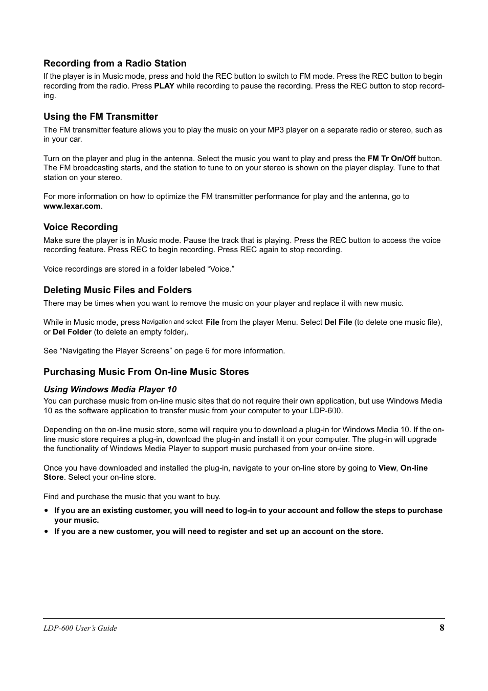 Lexar Media LDP-600 User Manual | Page 8 / 28