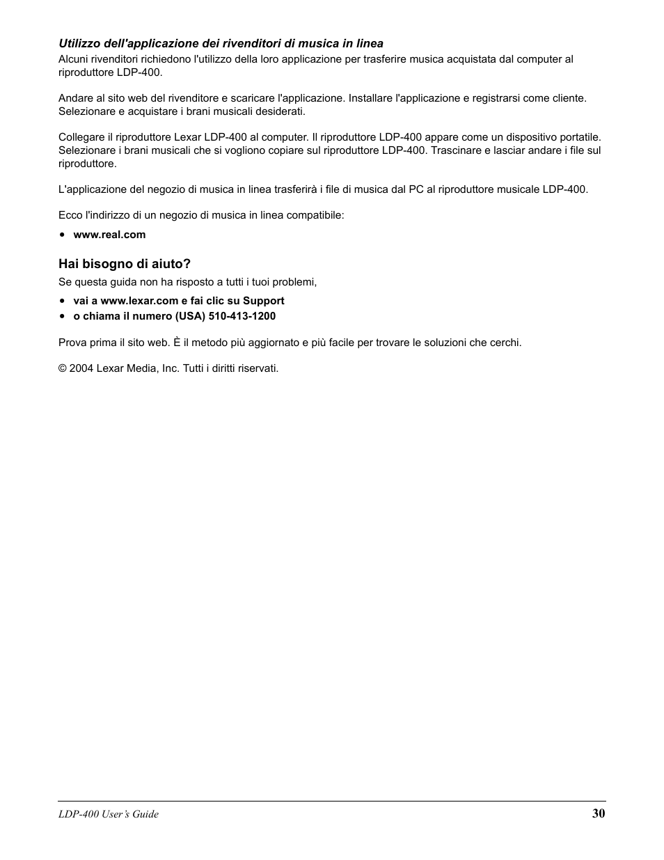 Lexar Media Lexar LDP-400 User Manual | Page 30 / 36
