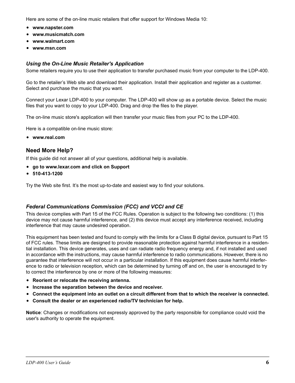 Lexar Media Lexar LDP-400 User Manual | Page 6 / 36