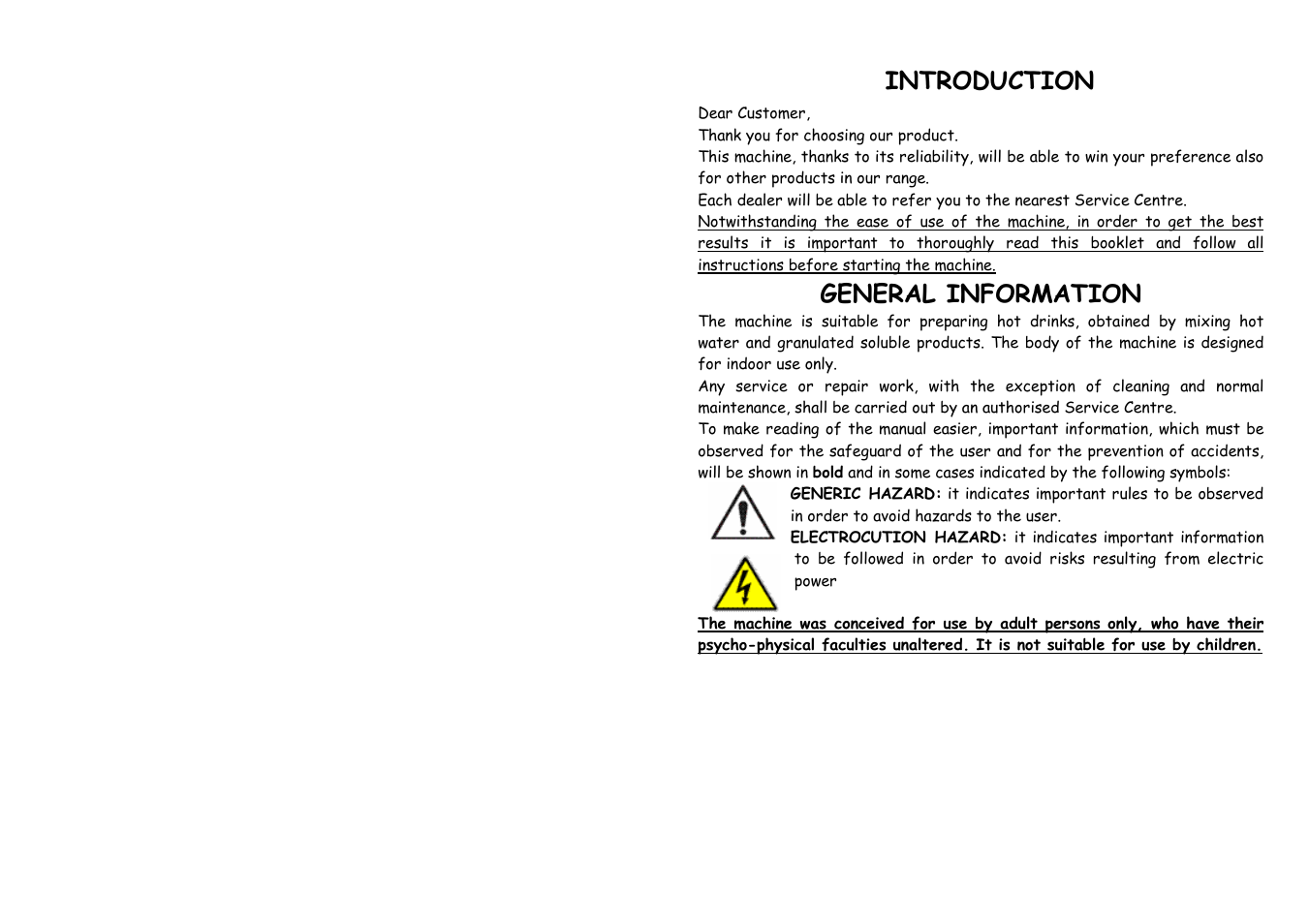 Introduction, General information | La Pavoni P09 User Manual | Page 2 / 9