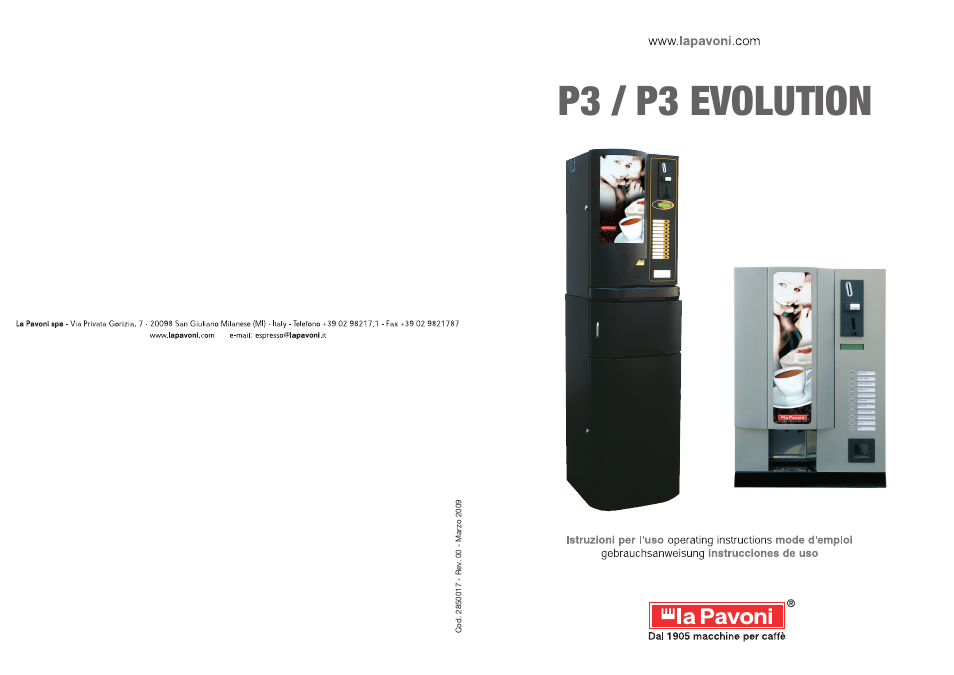 La Pavoni EVOLUTION P3 User Manual | 14 pages