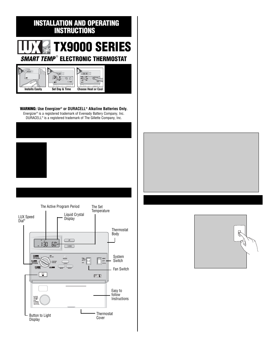 Lux Products TX9000 User Manual | 5 pages