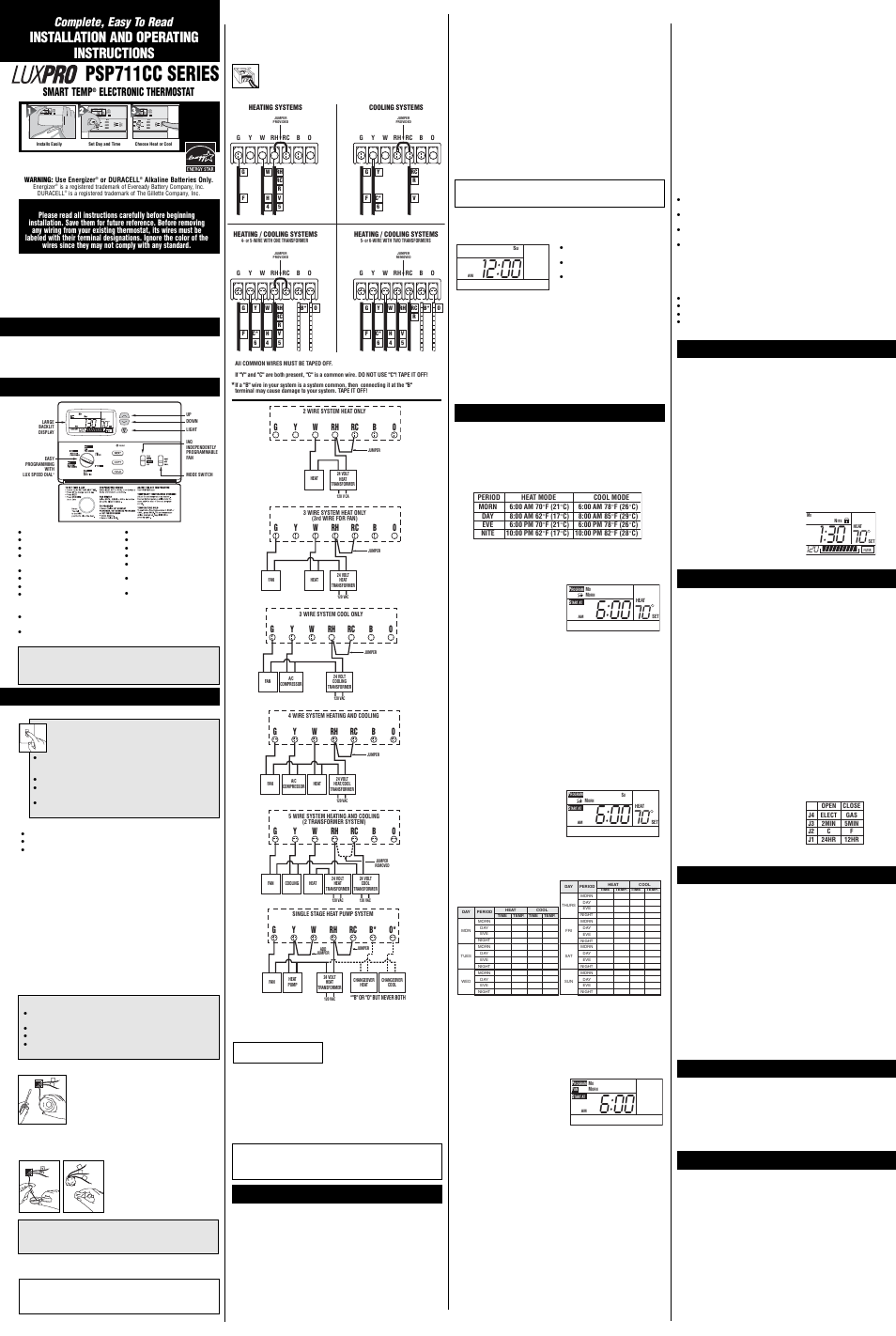 Lux Products PSP711CC Series User Manual | 1 page