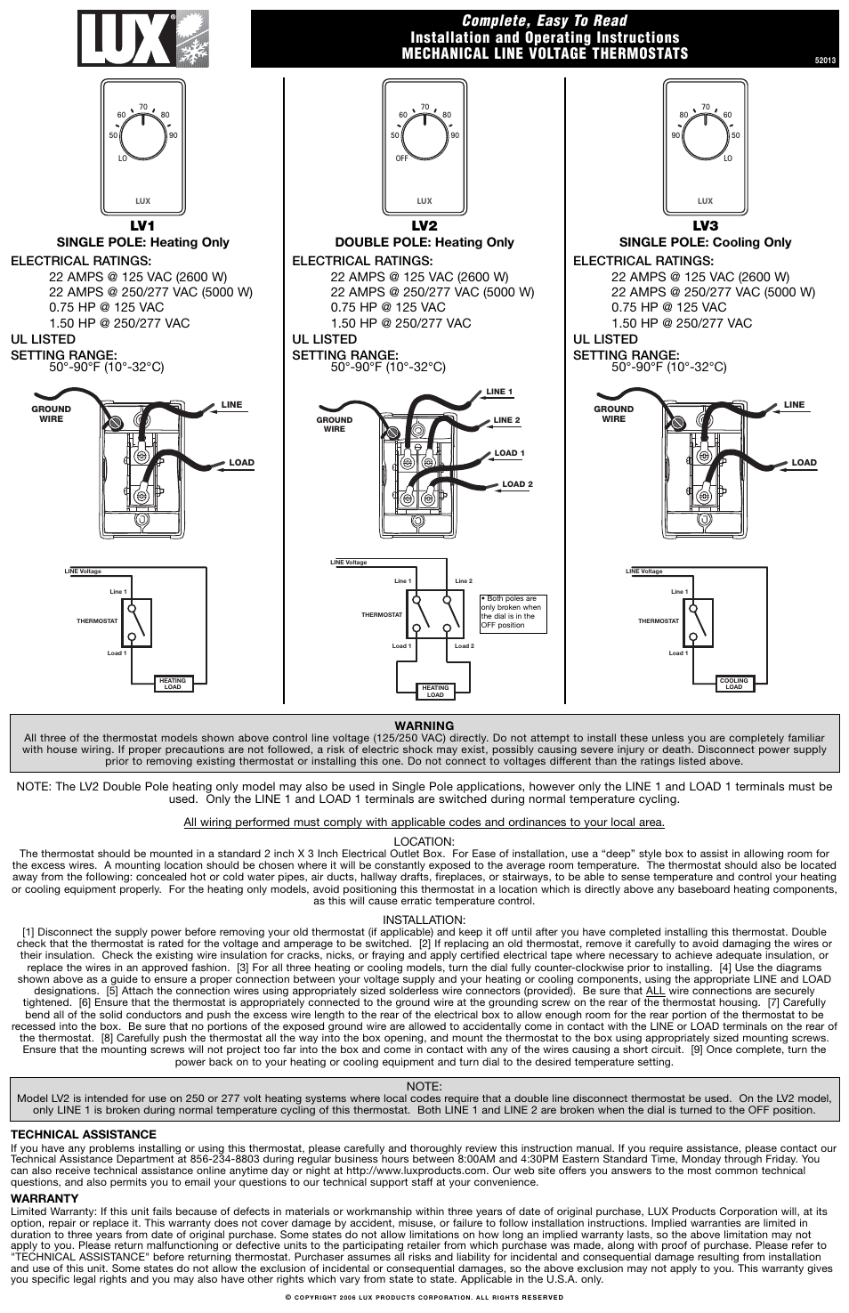 Lux Products LV1 User Manual | 1 page