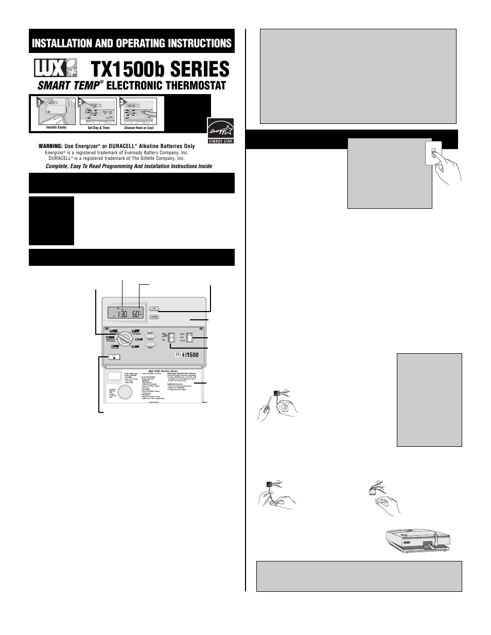 Lux Products SMART TEMP TX1500 User Manual | 3 pages