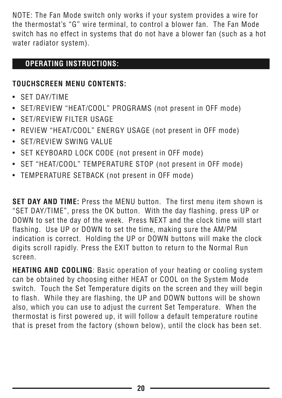 Lux Products TX9600TS User Manual | Page 20 / 34